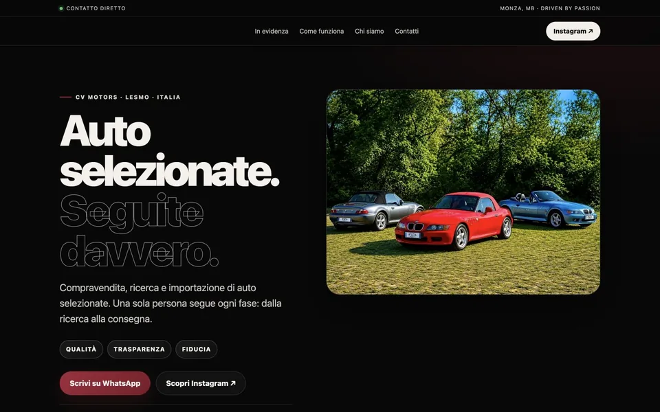 Homepage del sito CV Motors