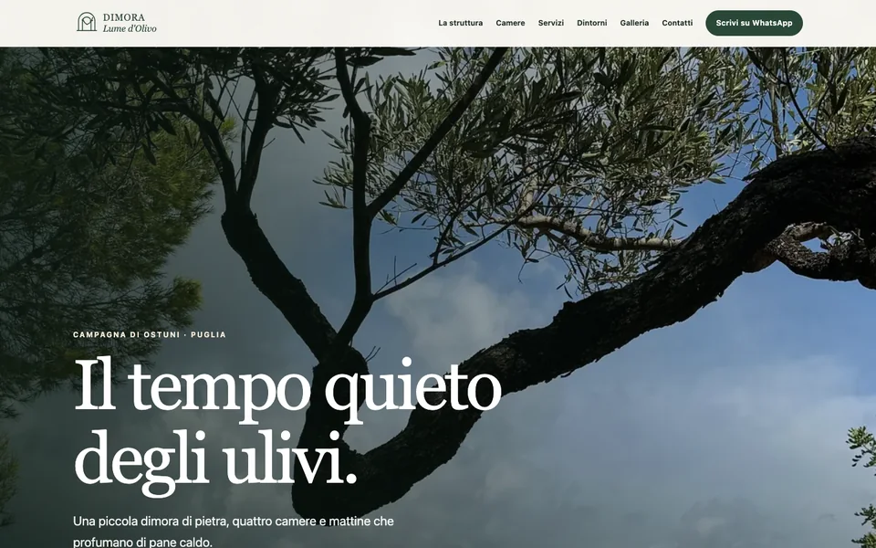 Homepage del concept Dimora Lume d'Olivo