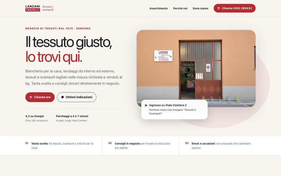 Homepage del sito Lanzani Fratelli Negozio